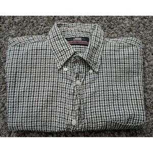 Colo Wear Chambray Button Up Shirt Sleeve Shirt‎ Plaid Cream Black Large